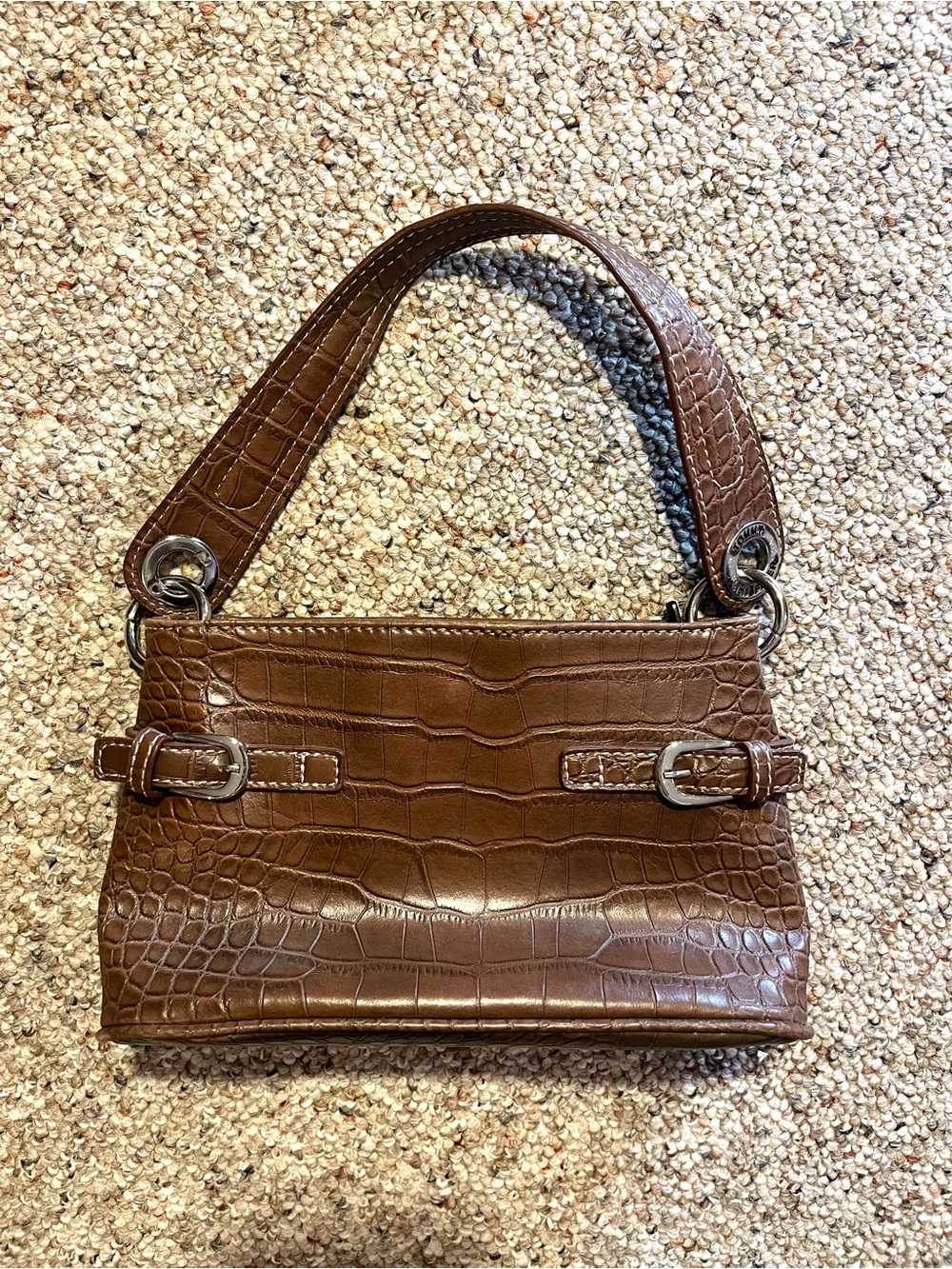 Vintage Y2K Tommy Hilfiger Brown Faux Crocodile Shoulder Bag